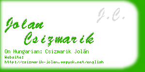 jolan csizmarik business card